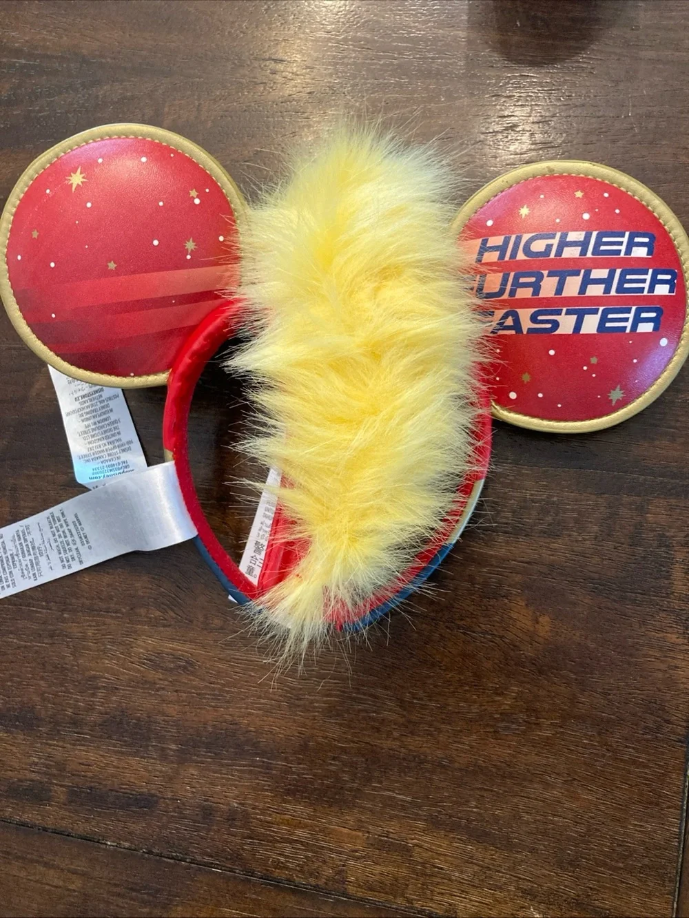 Disney Parks CAPTAIN MARVEL Ear Headband with Crest Faux Leather Ears Mickey New - Picture 2 of 2